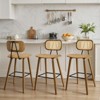 Bekrvio 26" Mid Century Modern Counter Height Bar Stools - Rattan Cane Back, Wood, PU Leather Upholstered for Kitchen Island Dining - 4 of 4
