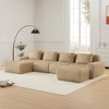 146" U-Shaped Modular Sofa Flannelette 4-Seater Ottoman Buckle No Assembly Light Camel - 2 of 4