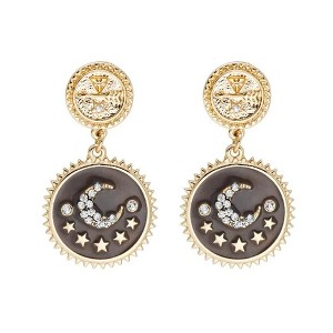 Hollywood Sensation Moon and Star Dangle Earrings 1.5 Inches Gold - 1 of 4