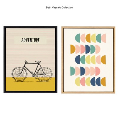 Yellow Adventure Bike Print on Canvas with Black Frame