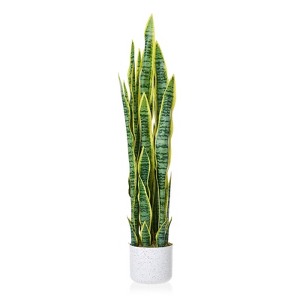 Orieon 3ft Artificial Snake Plant in Pot, Faux Sansevieria Floor Plant for Home Office Decor, Realistic - 1 of 4