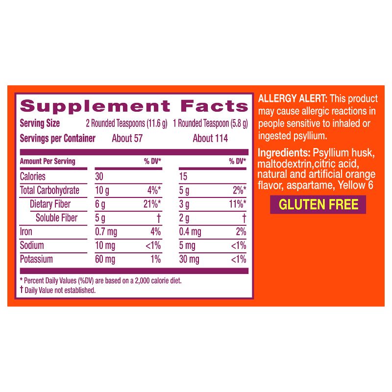 Metamucil Psyllium Fiber Supplement Sugar Free Powder - Orange, 6 of 8