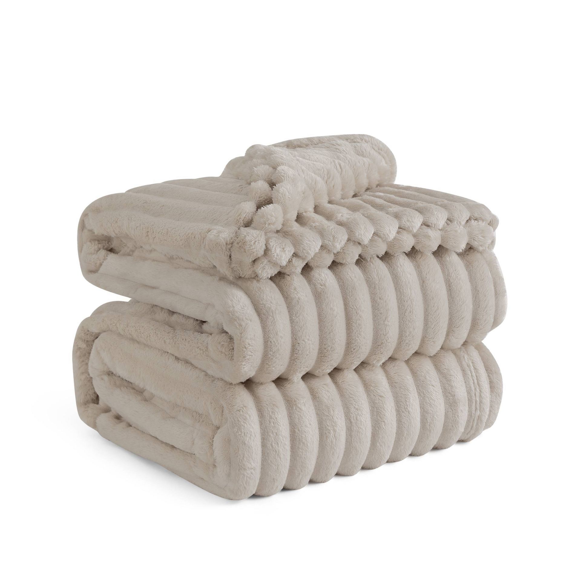 Bedsure Full/Queen Plush Blanket Linen Beige