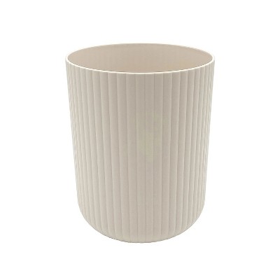 LunaLulinlk Beige 1.64 Gallon Plastic Ribbed Wastepaper Basket