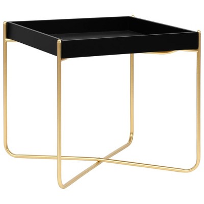 vidaXL Side Table Black and Gold 15 in.x15 in.x15.2 in. MDF