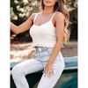 Womens Ruffle Hem Knit Camisole Tank Tops with Front Button V Neck and Cropped Design,White - M - 4 of 4