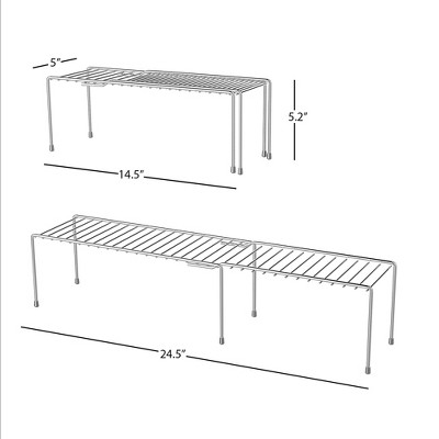 Hastings Home Expandable Shelf Kitchen Cabinet Organizer - Adjustable Kitchen Shelf Rack Organization and Storage for Pantry Shelves (Chrome) — фото 3