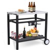 Garvee Outdoor Grill Cart Pizza Oven Stand, BBQ Prep Table with Wheels & Hooks, Side Handle, Double-Shelf Grilling Cart Griddle Cooking Station - 2 of 4