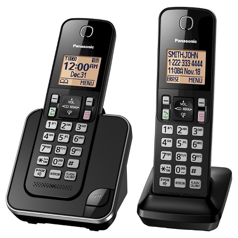 Panasonic 2-handset Cordless Phone Set with Answer Machine & Caller ID -  White