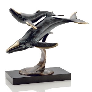 SPI Home Whalesong Sculpture – Graceful Brass Whale Figurine, Ocean-Inspired Tabletop Accent, 8.5" Tall - 1 of 3