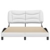 vidaXL White Faux Leather Full-Sized Bed Frame with Headboard - Modern Bedroom Furniture Designed for 53.9"x74.8" Mattresses - 3 of 4