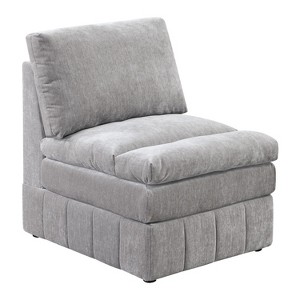 1pc Armless Chair Modular Plush Chair Sectional Sofa Living Room Furniture Granite Morgan Fabric- Suede - 1 of 4