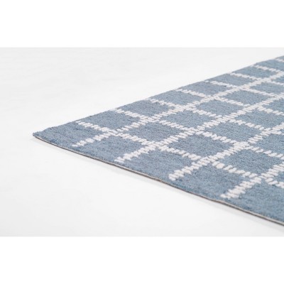 Handmade Blue Tufted Wool Rectangular Rug 2 ft x 3 ft