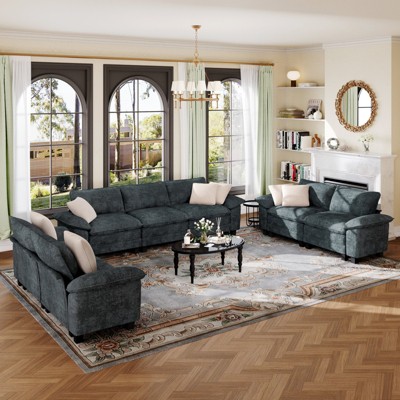 Captiva Designs Cloud Modular Sectional Sofa Set, 3-Piece 7-Seater Upholstered Couches for Living Room