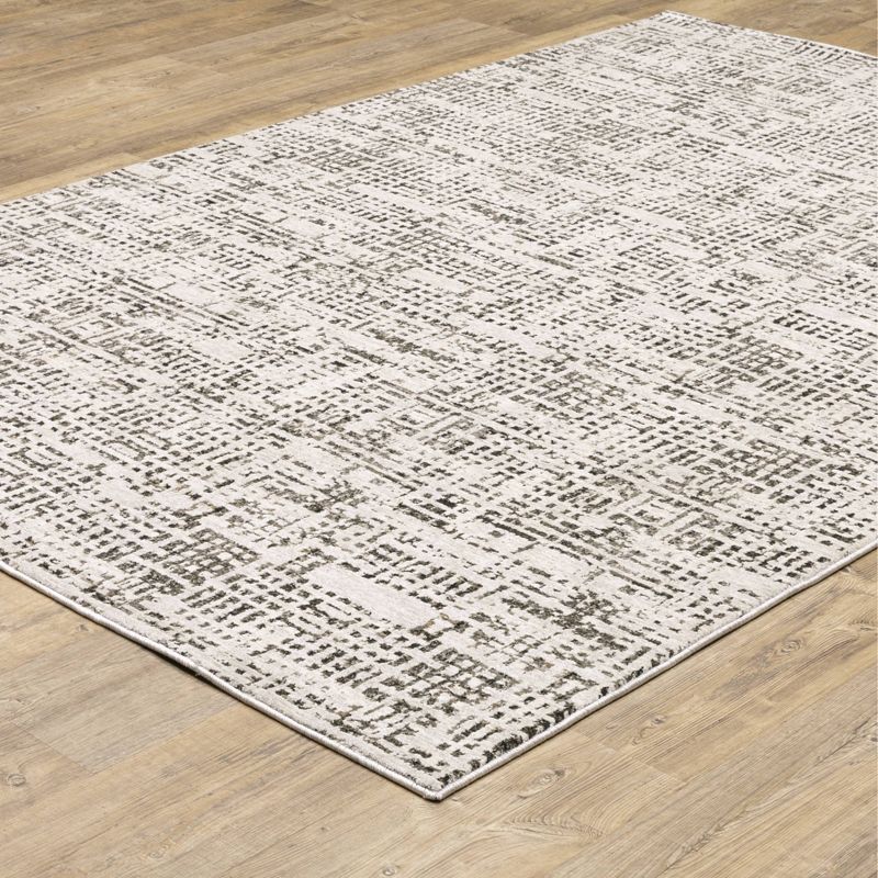 Nirvan Abstract Gridwork Indoor Area Rug Ivory/Gray - Captiv8e Designs, 6 of 13