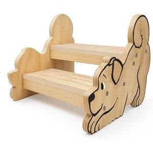 Motherly Haven Wooden 2-Step Toddler Stool – Dog Design, Anti-Slip Bathroom & Potty Training Step for Kids’ Safety and Independence - 1 of 4
