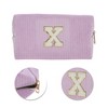 Unique Bargains Corduroy Rectangular Letter Makeup Bag Pink Purple 1 Pc - 4 of 4