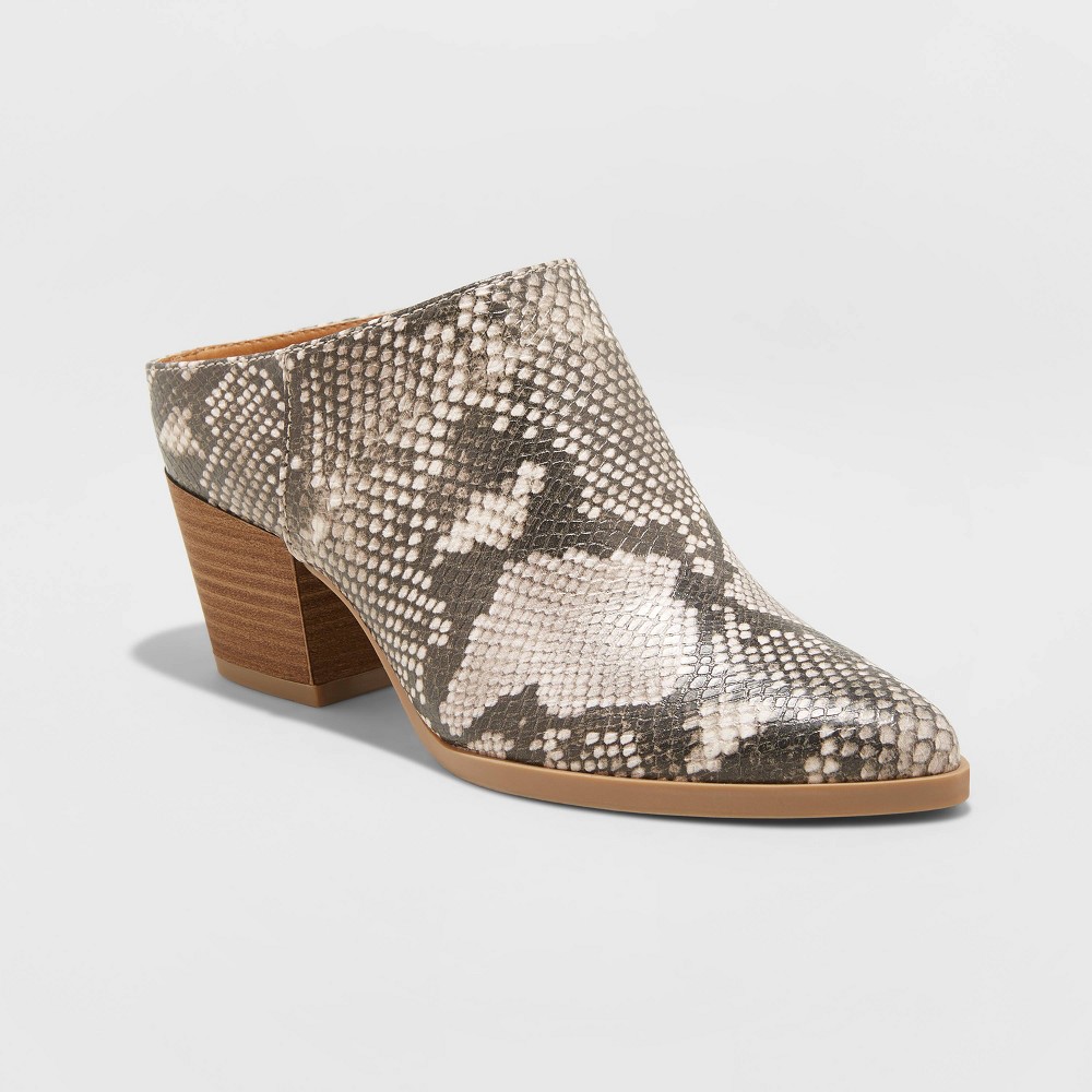 Women's Makana Faux Leather Snake Heeled Mules - Universal Thread Gray 6.5 was $37.99 now $24.69 (35.0% off)