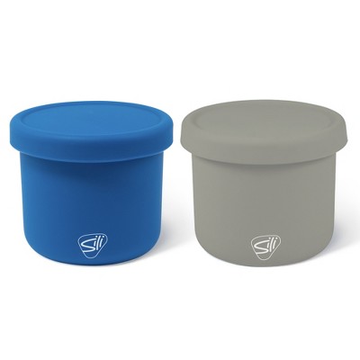 Silipint: Silicone 10oz Lidded Bowls: 2 Pack: Deep Pool & Moonstone