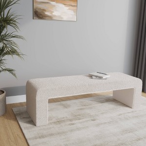 LeisureMod Modern 63" Velvet Boucle Upholstered Bench with Padded Seat, Accent Seating for Living Room, Bedroom, or Entryway - 1 of 4