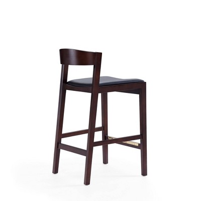Manhattan Comfort Klismos 20" Black Leather Beech Wood Barstools - Set of 2