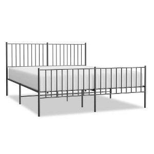 vidaXL Black Metal Queen Bed Frame  with Headboard & Footboard, Heavy-Duty, No Mattress - 1 of 4