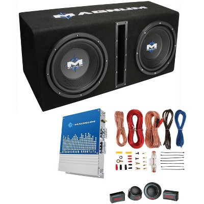 MTX Magnum 10" 400W RMS Dual Car Loaded Subwoofer Sub Woofer+Box+Amp Kit Package