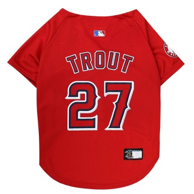 Men's Los Angeles Angels Mike Trout Majestic Red Official Player Name &  Number T-Shirt