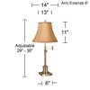 360 Lighting Traditional Swing Arm Desk Table Lamp Adjustable Height 36" Tall Antique Brass Tan Fabric Bell Shade for Living Room Bedroom - 4 of 4