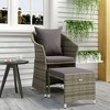 vidaXL Patio Lounge Set - 2 Piece Set with Comfortable Cushions, Durable Grey Poly Rattan Material, Included Practical Stool - 2 of 4