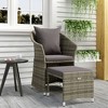 vidaXL Patio Lounge Set - 2 Piece Set with Comfortable Cushions, Durable Grey Poly Rattan Material, Included Practical Stool - image 2 of 4