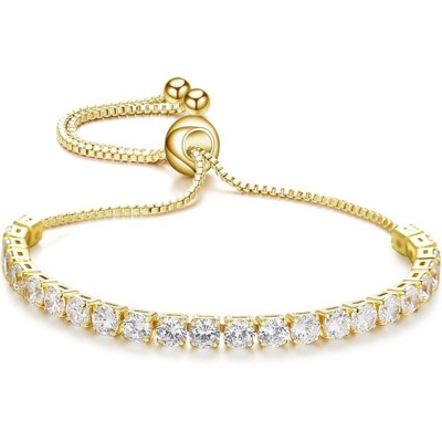 BRINJOY Adjustable Chain Bracelet - Rose Gold Zirconia Sparkling Jewelry for Women, Luxury Gift Bracelet with Cubic Zirconia