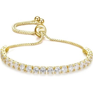 BRINJOY Adjustable Chain Bracelet - Rose Gold Zirconia Sparkling Jewelry for Women, Luxury Gift Bracelet with Cubic Zirconia - 1 of 4