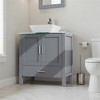 Spassway 30" White Bathroom Vanity Set with Glass Top Sink Cabinet and Mirror - 2 of 4