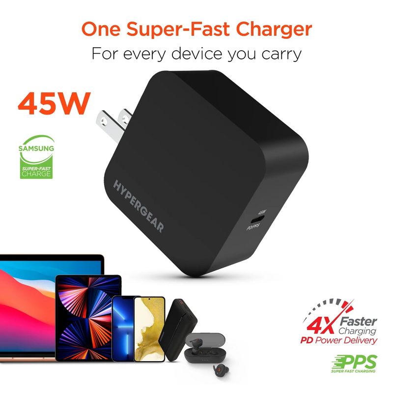 HyperGear SpeedBoost 45W USB-C PD Laptop Wall Charger with PPS, 2 of 8