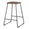 LumiSource Set of 2 Zac Industrial Counter Height Barstools Espresso: Metal Frame, Square Seat, Fixed 24" Height - image 4 of 4