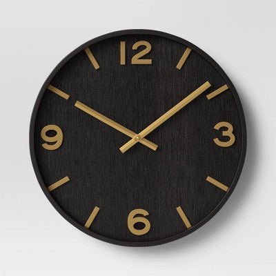 20" Wood Wall Clock Brass - Threshold™