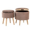 LumiSource Tray Plush Ottoman Set Light Brown Faux Fur/Natural Wood - 2 of 4