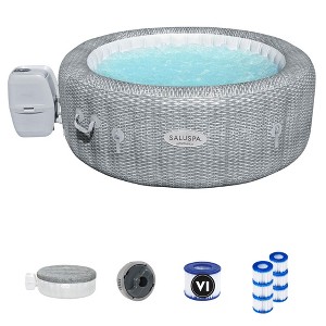 Bestway SaluSpa AirJet Honolulu 4 Person Portable Inflatable Round Hot Tub Spa and 3 Pack of Coleman Type VI Filter Pump Replacement Cartridges - 1 of 4