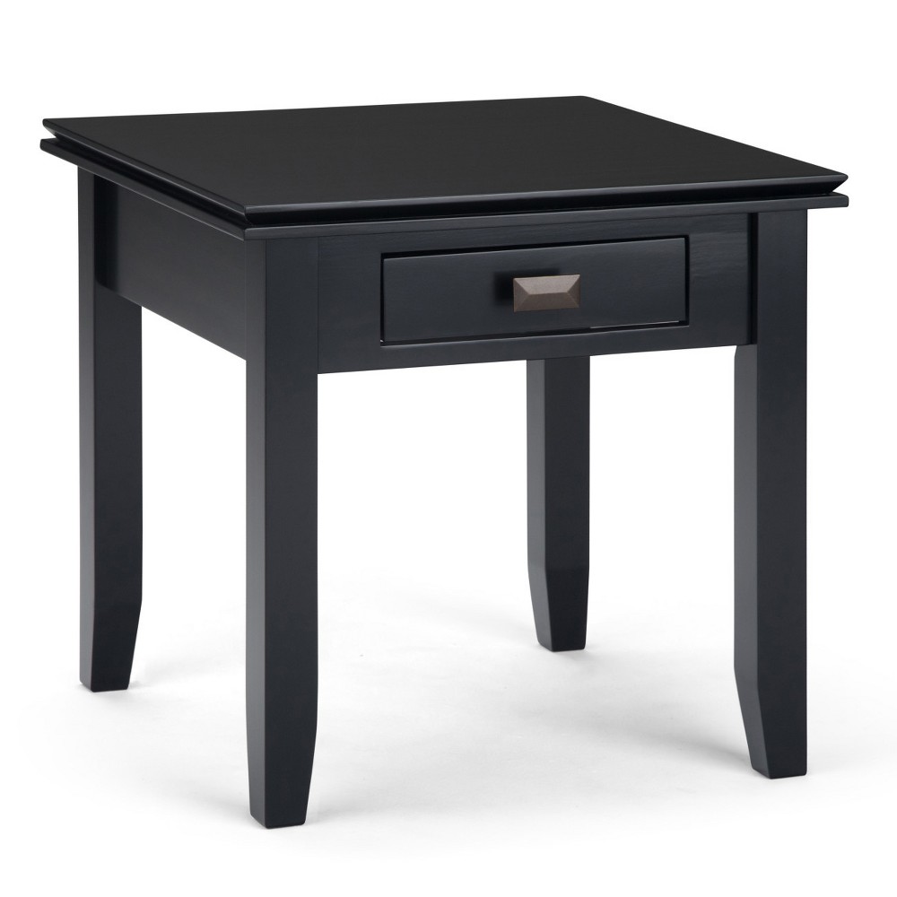 21" Stratford Solid Wood End Table Black - WyndenHall: Storage Drawer, Square Legs, Pine Material