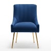 SEYNAR Modern Glam Boucle Pleated Velvet Dining Chair or Vanity Chair Set of 4 with Rear Handle - 3 of 4