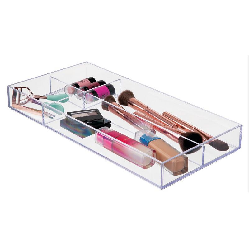 mDesign Plastic Makeup Vanity Drawer Organizer Tray, 4 Sections, 4 of 10