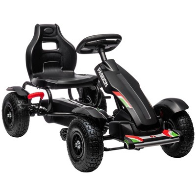 Aosom Kids Pedal Go Kart, Outdoor Ride on Toys with Adjustable Seat, Handbrake, 4 Non-Slip Rubber Wheels for Boys & Girls Aged 5-12 Years Old