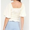 Women's Square Neck Smocked Bodysuit - Style U - 3 of 4