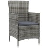 vidaXL Patio Chairs with Cushions 2 pcs Poly Rattan Gray - 2 of 4