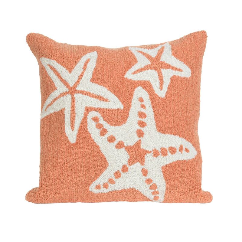 18&#34;x18&#34; Front Porch Starfish Print Indoor/Outdoor Square Throw Pillow Coral - Liora Manne, 1 of 6