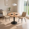 Modern PU Leather Dining Chairs, Armless Upholstered Chairs with Stitching and Black Metal Legs for Kitchen, Dining Room, or Living Room-Tanpinhause - 2 of 4