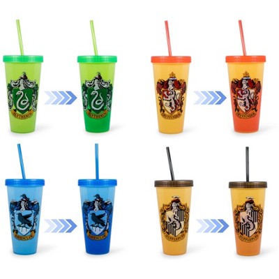 Silver Buffalo Harry Potter Hogwarts Houses Color-Changing Plastic Tumblers | Set Of 4