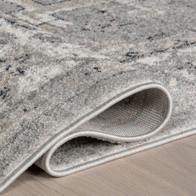 Gena Light Gray 9' x 12' Synthetic Medallion Area Rug