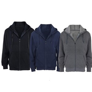 Mens 3 Pack Zip Up Hoodies Soft Cotton Zipper Fleeced - 1 of 4
